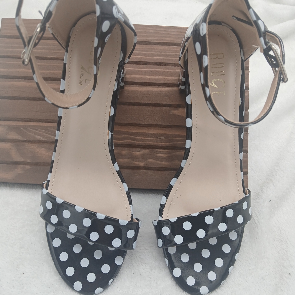 Rouge Helium Black and White Polka Dot Platform Heels